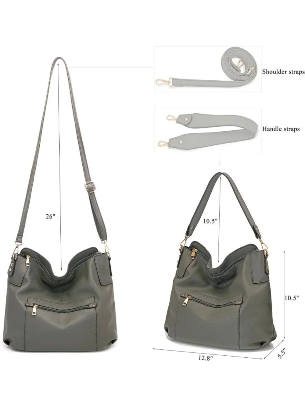 Stylish Large Crossbody Hobo Bag & Wallet Set for Women - Versatile Shoulder